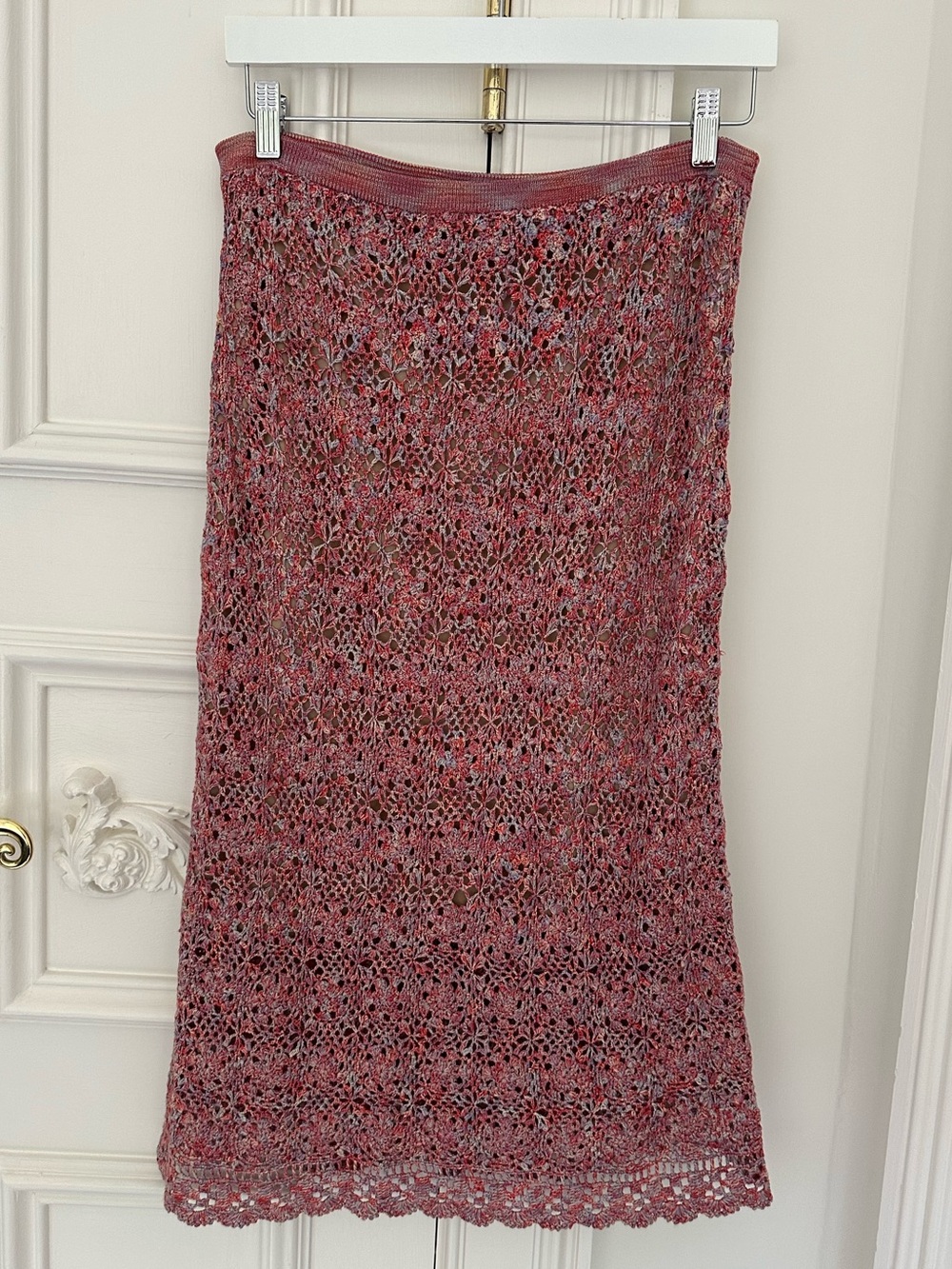 Cynthia Steffe Crochet Midi Skirt in Dusty Rose